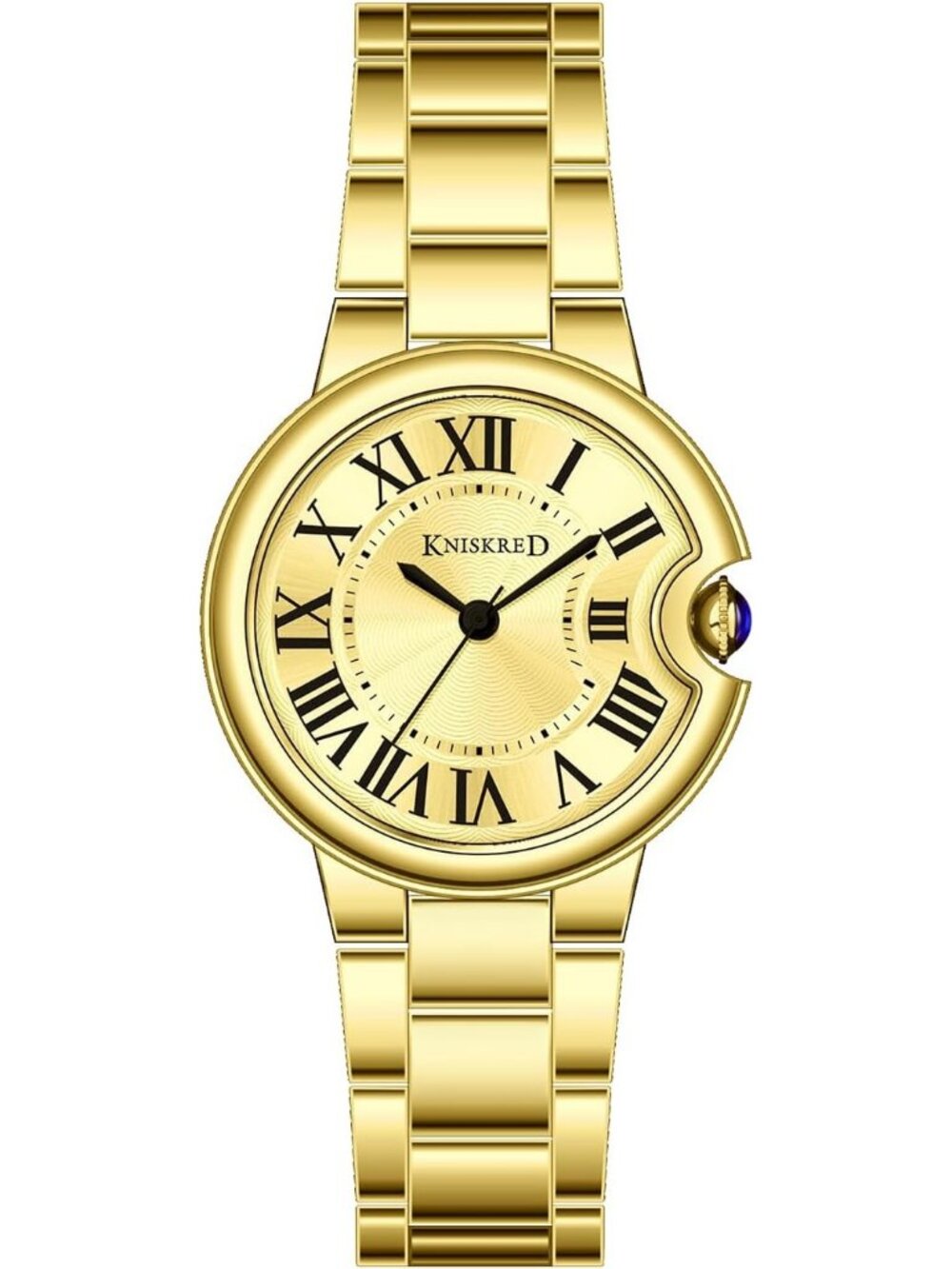 Women's Gold Roman Numerals Classic Solid Vintage  Stainless Steel Band Watch